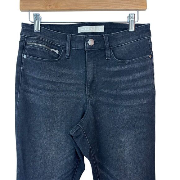 Athleta Womens Jeans Sculptek Denim Carbon Black Wash Zip Ankle Goth Moto Size 6 - Picture 3 of 15